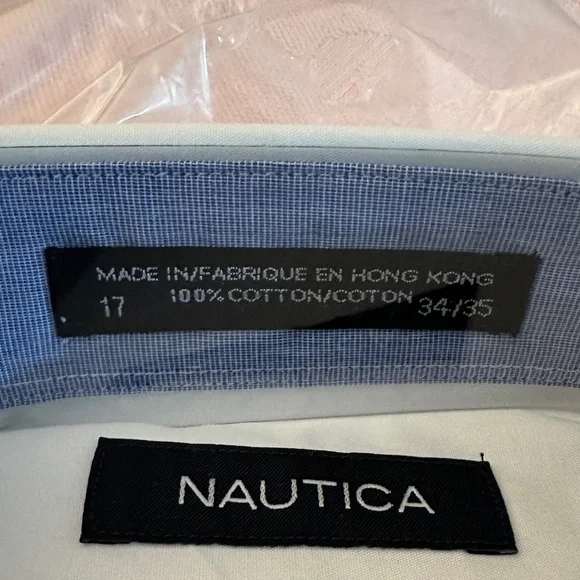 Nautica men’s dress shirt. Size 17;34/35. NWT - Picture 3 of 5